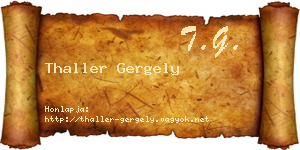 Thaller Gergely névjegykártya
